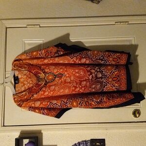Vibrant Orange and Black Kaftan